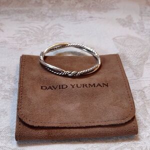 David Yurman Continuance Silver Bracelet with Pave Diamonds size Small. Women's.